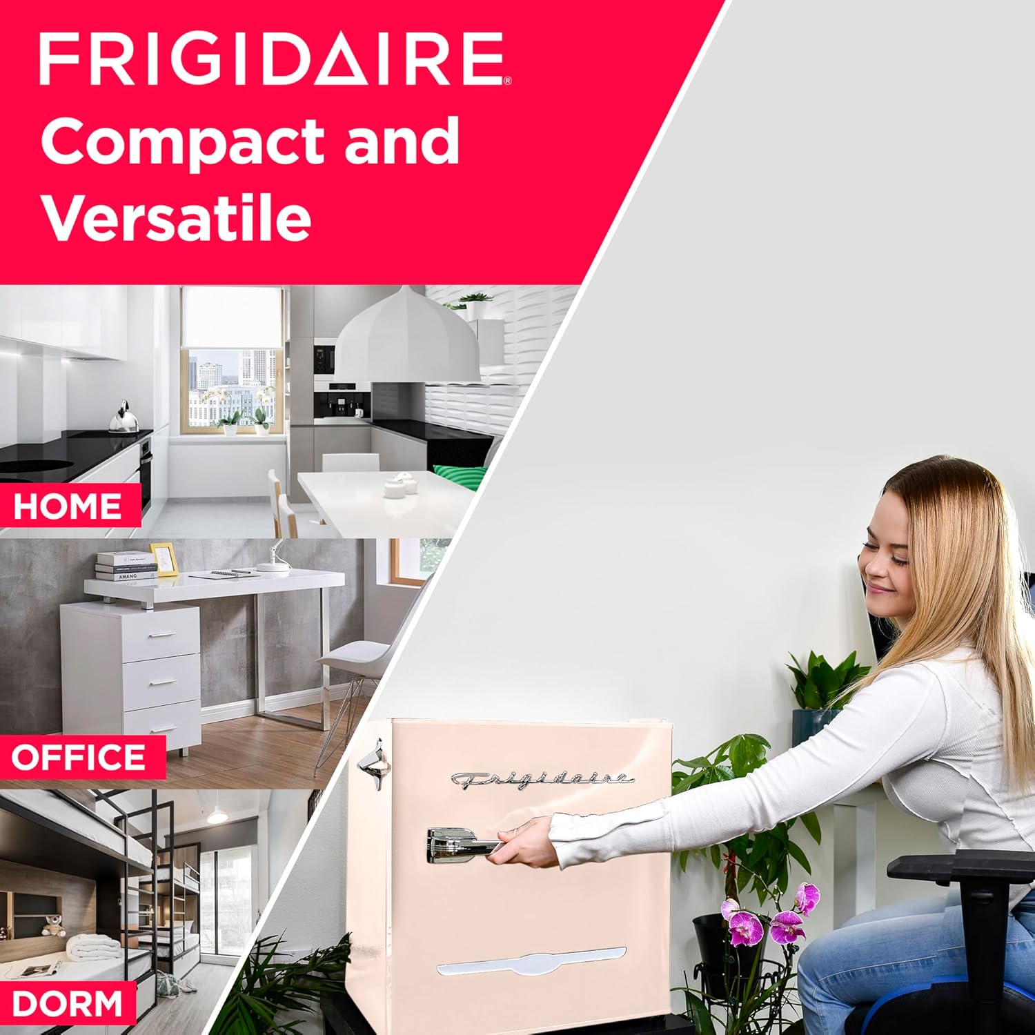 Frigidaire EFR176 Retro Compact Fridge with Chiller Mini Refrigerator with Built-in Bottle Opener for Office, Bedroom, Dorm Room or Cabin, 1.6 cu ft 16" D x 18" W x 18.5" H, Moonlight wourant