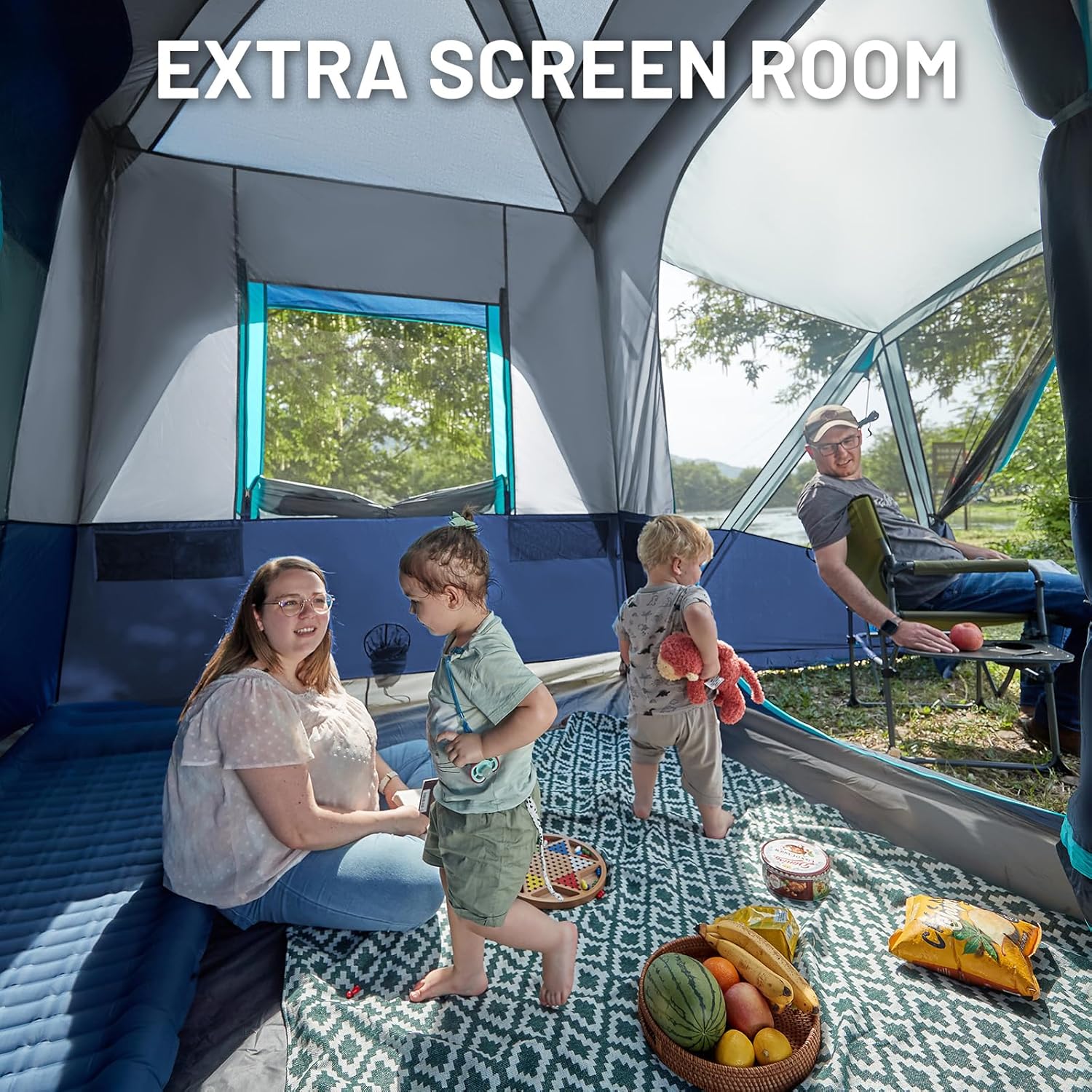TIMBER RIDGE 5-9 Person SUV Tent with Screen Porch and Awning for Family Camping, Weather Resistant and Portable Van or Car Tent, Includes Rainfly and Storage Bag, 13' W X 10' L X 7.1' H wourant