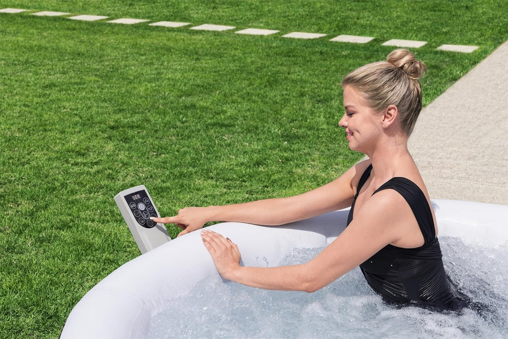 Bestway SaluSpa Miami EnergySense AirJet Inflatable Hot Tub Spa (71" x 26") | Portable Hot Tub with 2 Covers (1 Energy-Efficient Thermal Cover and 1 Standard Cover) | Fits Up to 2-4 Persons | Black wourant