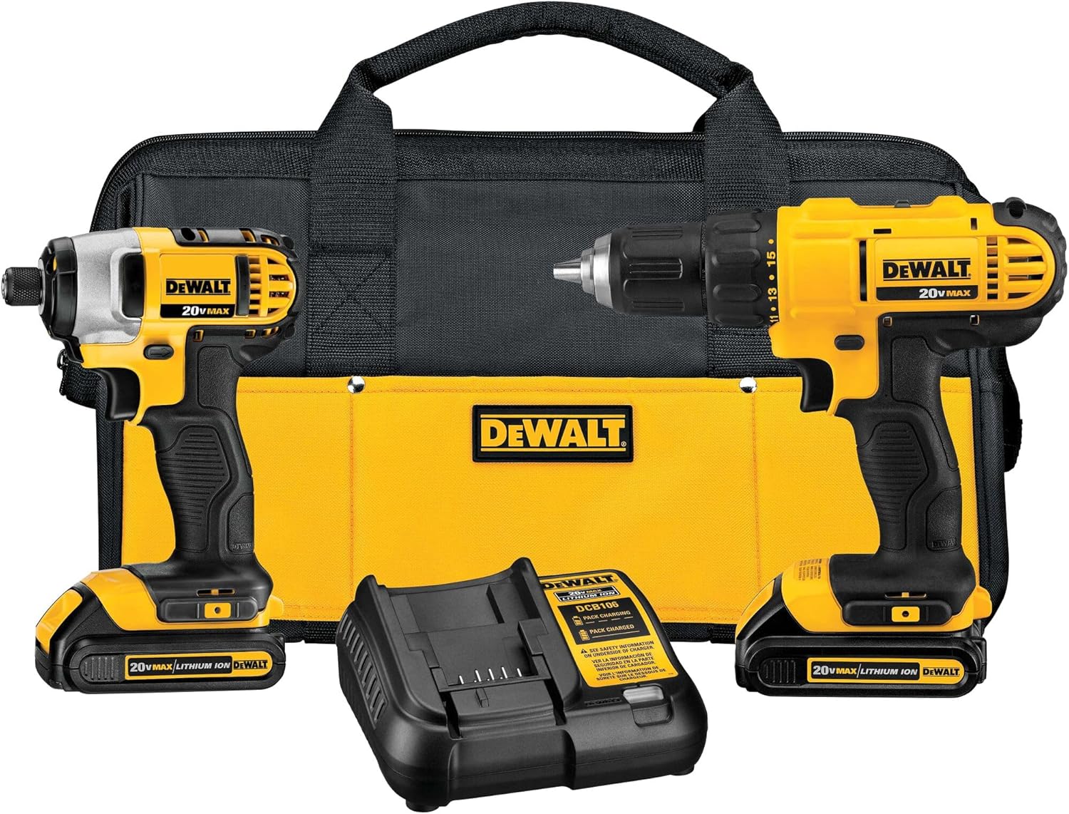 20V MAX Cordless Drill and Impact Driver, Power Tool Combo Kit with 2 Batteries and Charger wourant