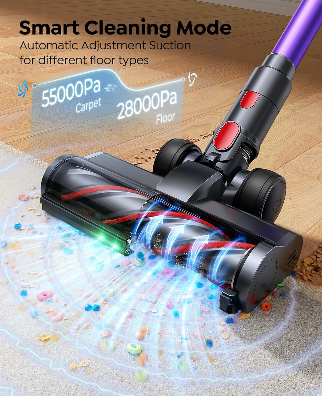 Cordless Vacuum Cleaner 55KPa 650W 70Mins Stick Vacuum Cleaners for Home with Pet Brush, 3.3Ft Hose, Wall Mount Charging, Auto Mode, Touchscreen, Self-Standing Vacuum for Pet Hair/Carpet/Car, Ultra10 woonhhop