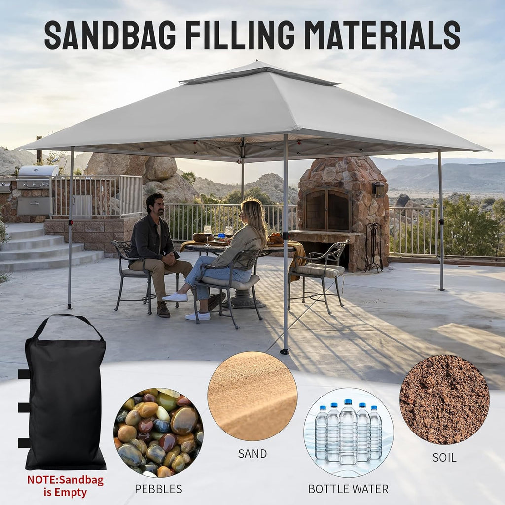 CROWN SHADES 13x13 Pop Up Gazebo, Canopy Tent, Gazebos on Clearance - Outdoor Gazebo for Backyard & Patio Furniture - Carpa Pop Up Tent with Wheeled STO-N-Go Cover Bag (White) wourant