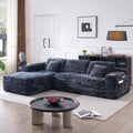 Cloud Sectional Couch with L-Shape Chaise, Modern Modular Sofa with Deep Seat, Built-in Cup Holder & Storage Pocket for Living Room Bedroom, No Assembly Required (Dark Gray, Left Sitting Chaise) wourant