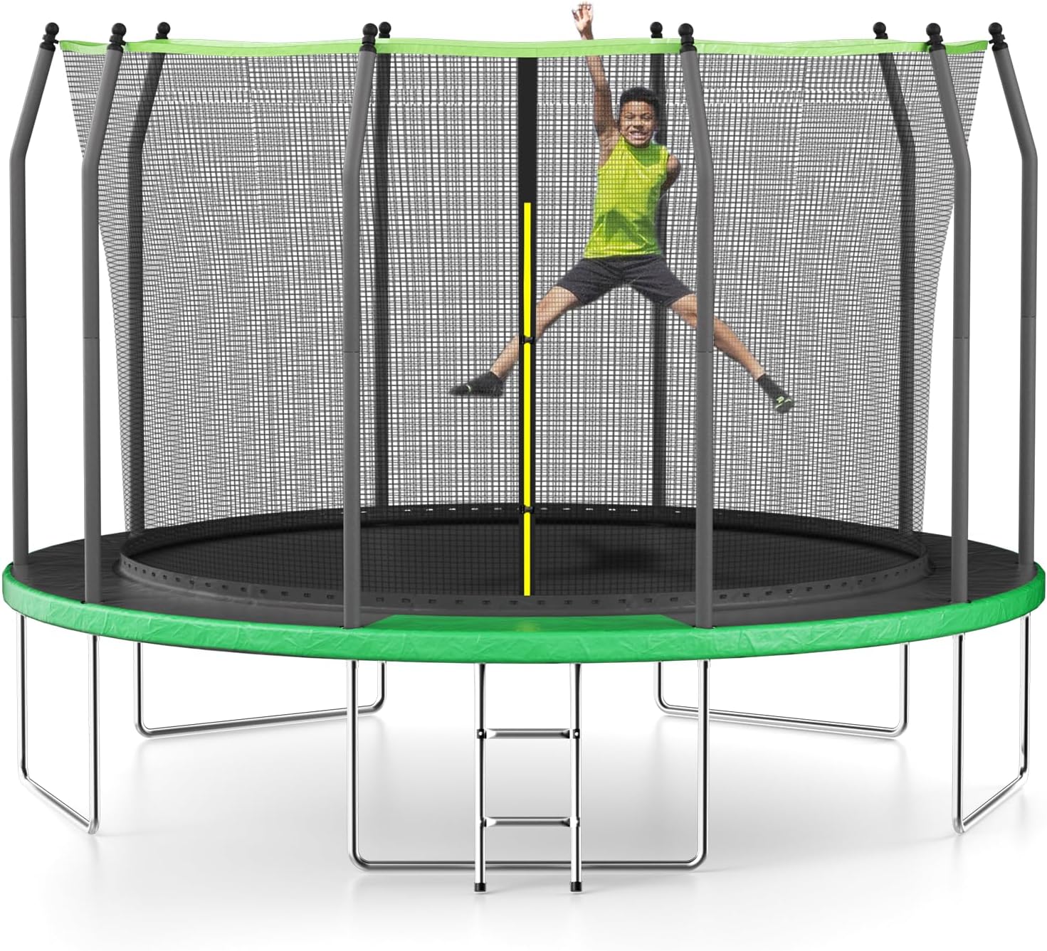 AOTOB 8FT 10FT 12FT 14 FT 15FT Trampoline with Safety Enclosure Net，Outdoor Trampoline with Basketball Hoop, Heavy Duty Jumping Mat and Spring Cover Padding for Kids and Adults, Storage Bag and Ladder wourant