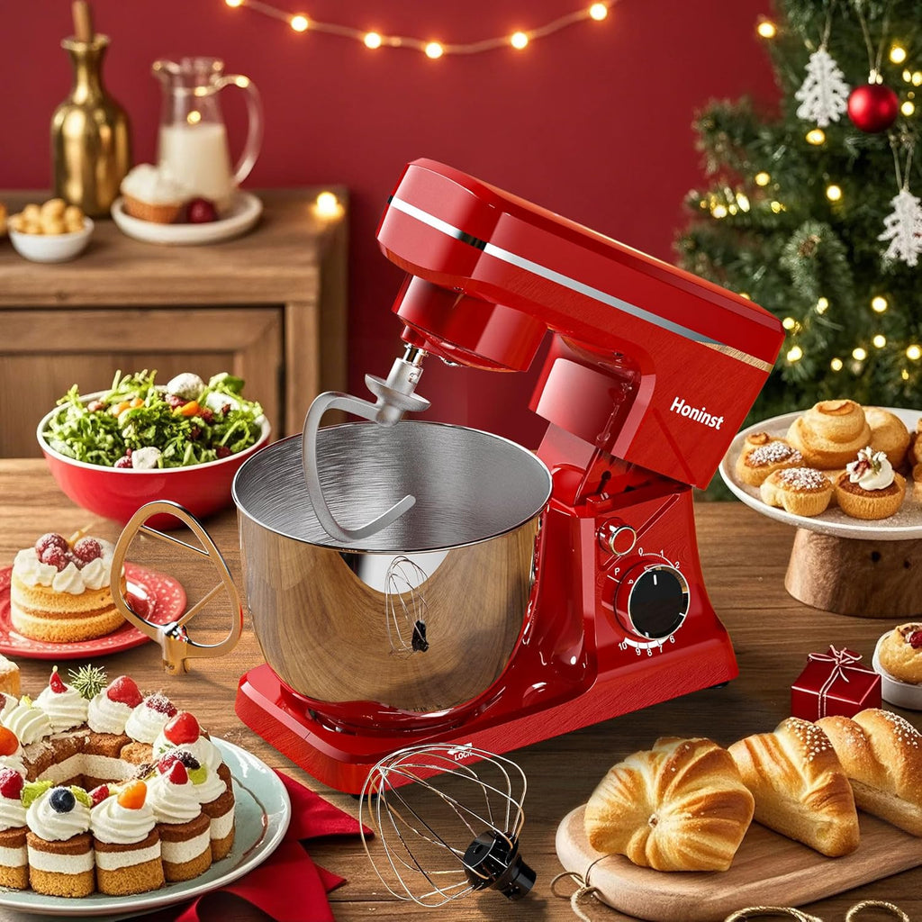 10-Speed Stand Mixer with 8-in-1 Splash Guard, Tilt Head, 6-Quart Stainless Steel Bowl + Dishwasher-Safe Dough Hook/Whisk/Blender/Scraper wourant