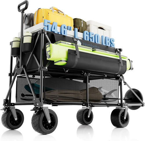 48" Extra Large Folding Travel Cart, 560 lb Capacity, 350 L Heavy Duty Utility Cart with Brakes and All-Terrain Wheels wourant
