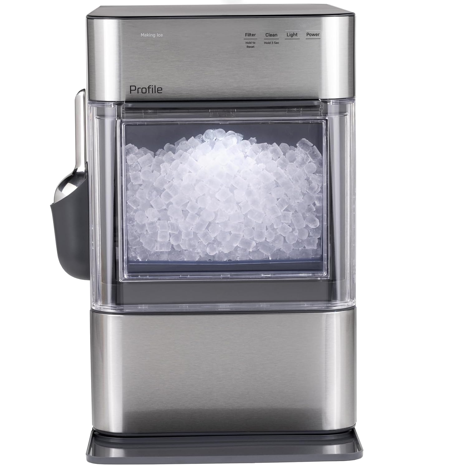 GE Profile Opal 2.0 Ultra Nugget Ice Maker with Scale Inhibiting Filter, Scoop Included, 38 lbs in 24 Hours, Pellet Ice Machine with WiFi & Smart Connected, Stainless Steel woonhhop