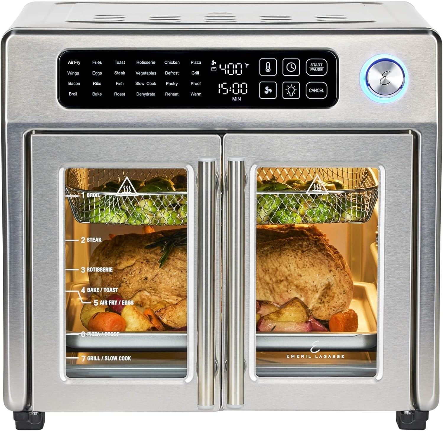 Extra Large French Door Air Fryer Toaster Oven Combo 24 Cooking Functions Digital Controls wourant