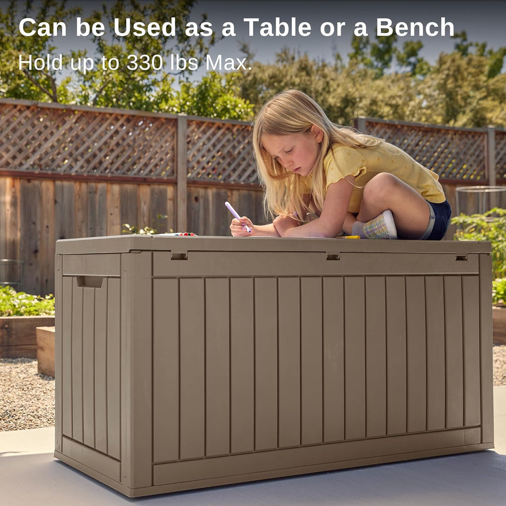 EAST OAK Outdoor Storage Box, 60 Gallon Deck Box Indoor and Outdoor Use, Waterproof Resin Storage Bin wourant