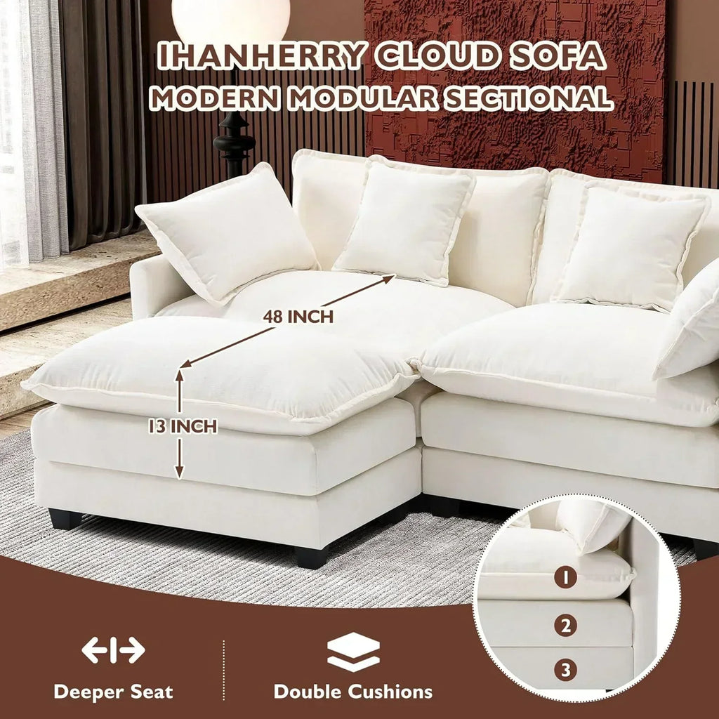 ihanherry 146-inch U-shaped modern sofa modular area cloud sofa wourant