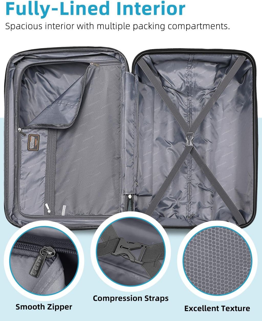 6-piece luggage set, expandable hardshell suitcase set with spinner wheels, lightweight rolling luggage set wourant