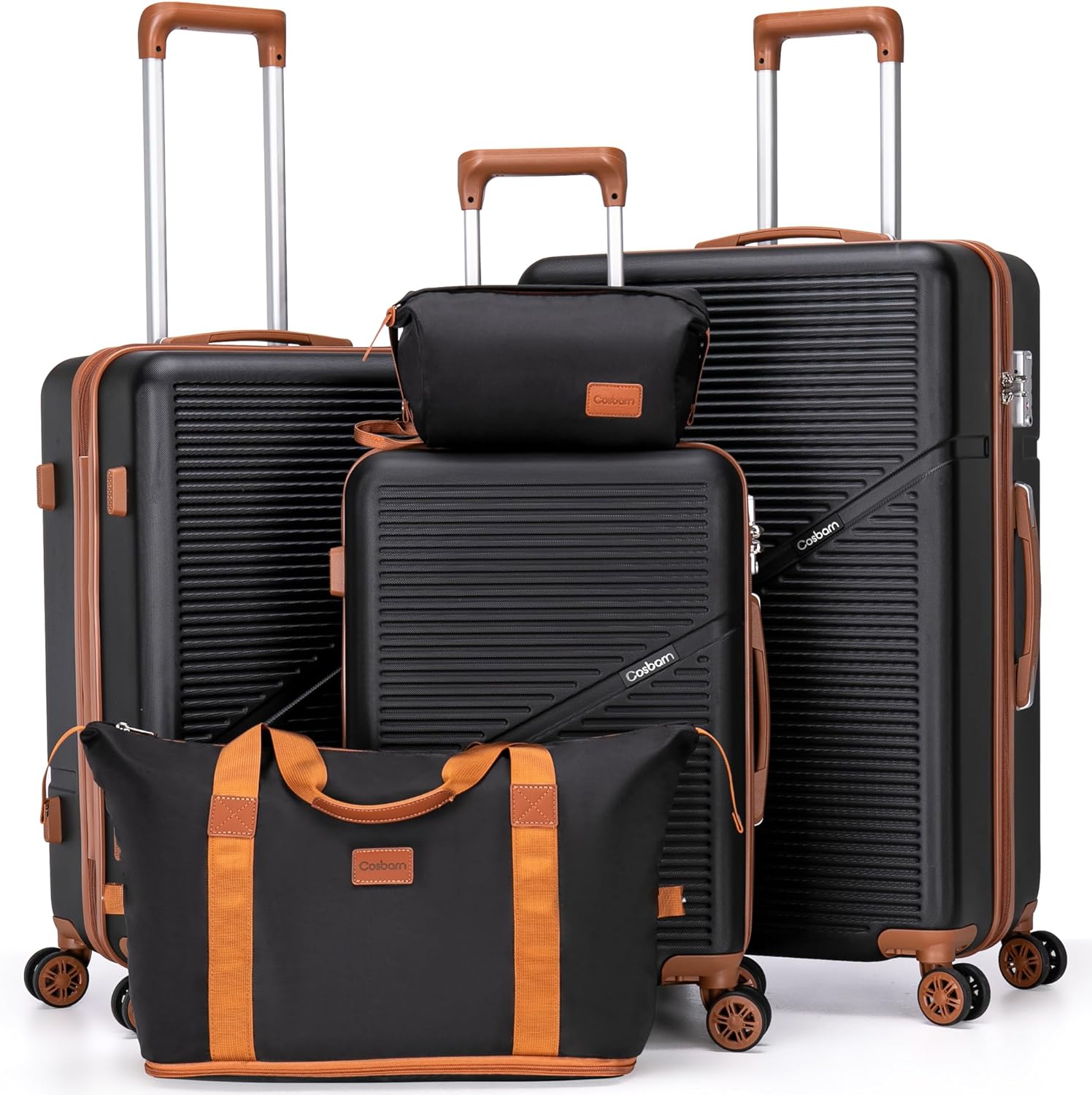 5-Piece Luggage Set with Spinner Wheels, Hard-Shell ABS Luggage Set with Tsa Lock, Lightweight Hard-Shell Waterproof Travel Case, Unisex, Gray wourant