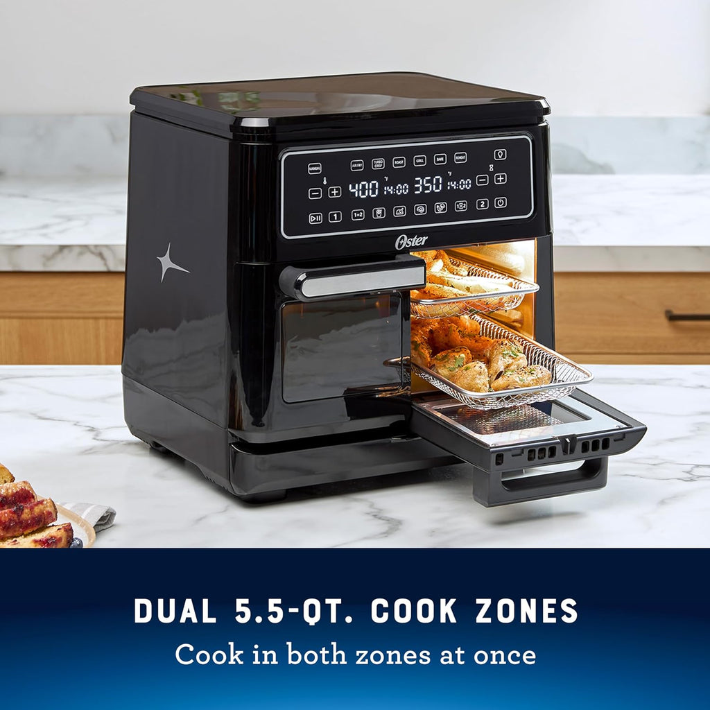 Oster 11-Quart Flex Air Fryer Oven Dual Air Fryer with 2 Cooking Zones Double with 6 Cooking Functions Large with 2 Frying Baskets wourant