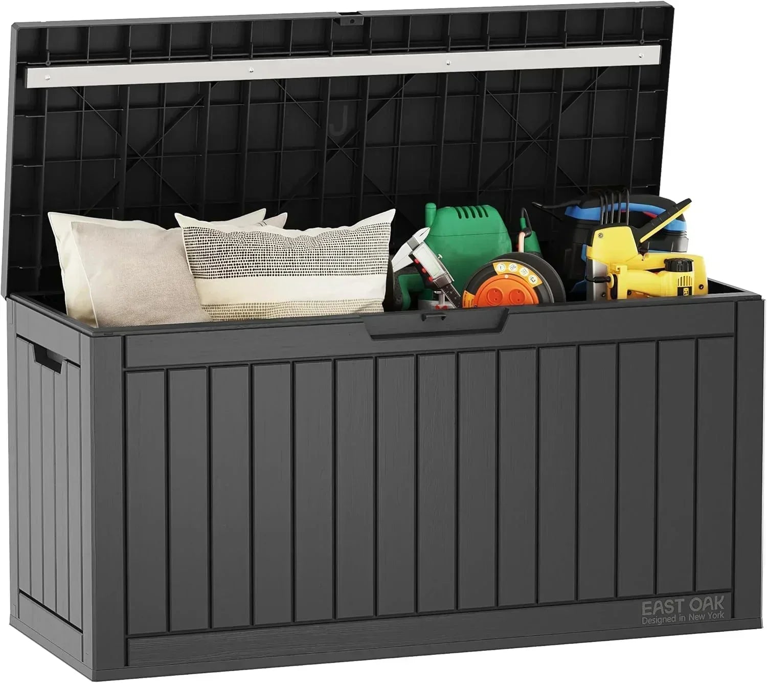 EAST OAK Outdoor Storage Box 60 Gallon Deck Box Indoor and Outdoor Use Waterproof Resin Storage wourant