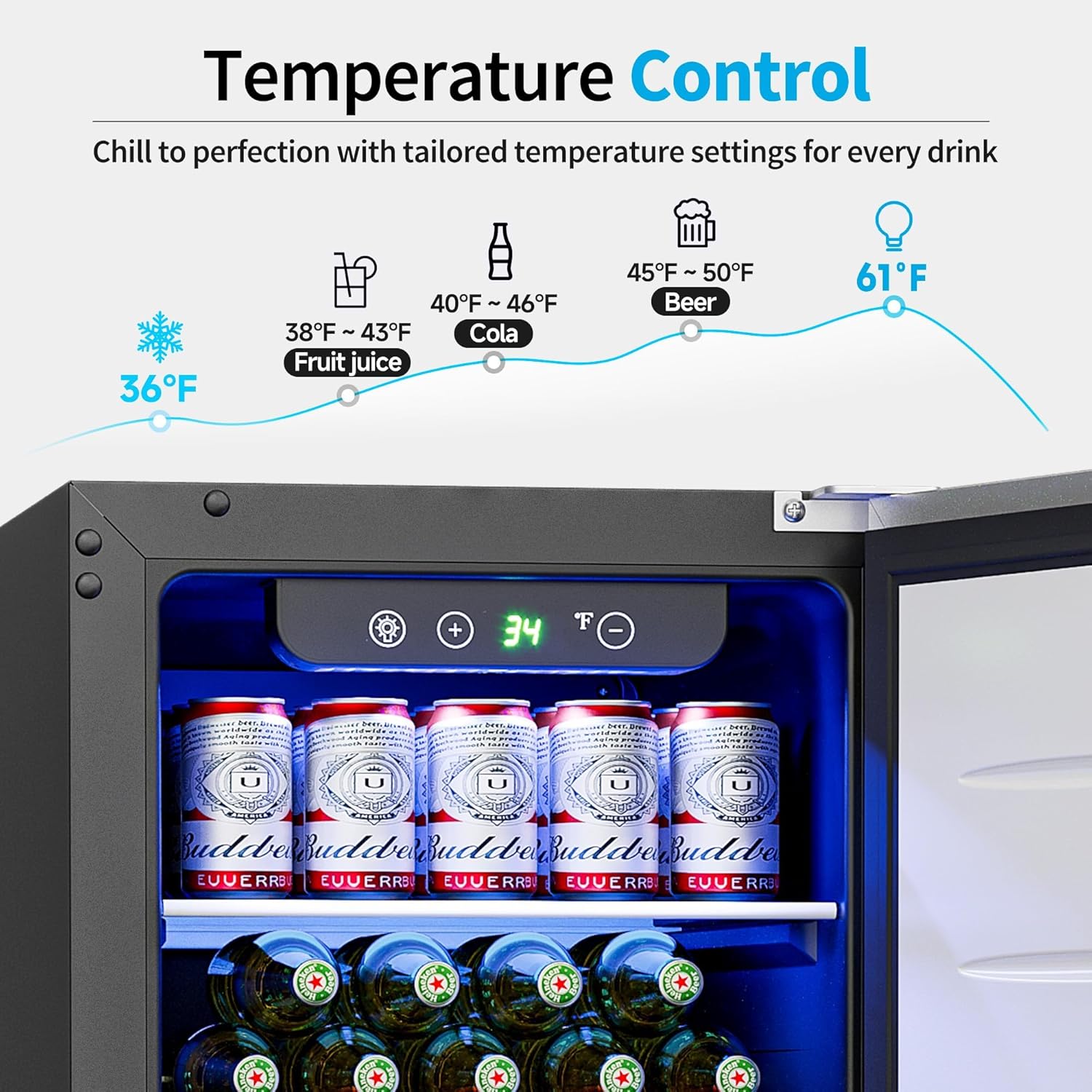 Beverage Refrigerator Cooler - 126 Can Mini Fridge Glass Door for Drinks Soda Beer Wine - Small Refrigerator for Office Bedroom Home Bar, 4 Adjustable Shelves, 3.2 Cu.Ft, Silver wourant