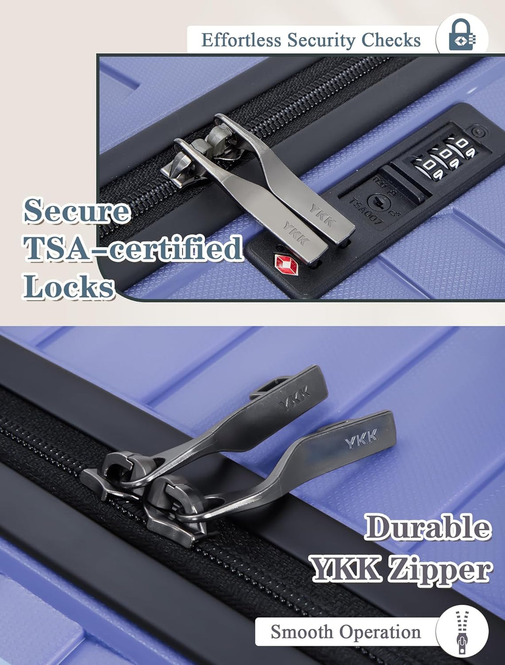 5-piece luggage set with wheels, ABS hardshell suitcase with spinner wheels wourant