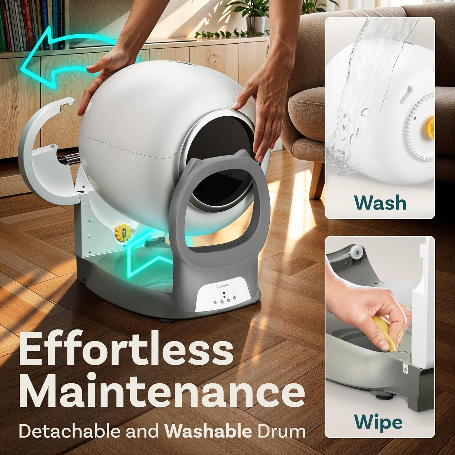 Self Cleaning Litter Box with Auto Safety Sensors for Multiple Cats - Automatic Cat Litter Box Self-Cleaning - Covered Odor Removal with APP Control - Compatible On All WiFi wourant