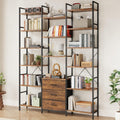 AFLUI Triple Bookshelf 3 Fabric Drawers 4-Tier Book Shelf 10 Display Shelves Industrial Bookcase wourant