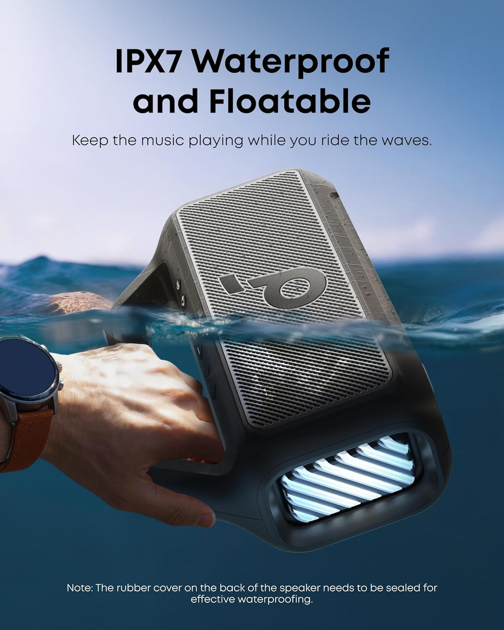 Outdoor Speaker, 80W, Subwoofer, BassUp 2.0, 24H Playtime, IPX7 Waterproof, Floatable, RGB Lights, USB-C, Custom EQ, Bluetooth 5.3, Portable for Camping, Beach, and Backyard wourant