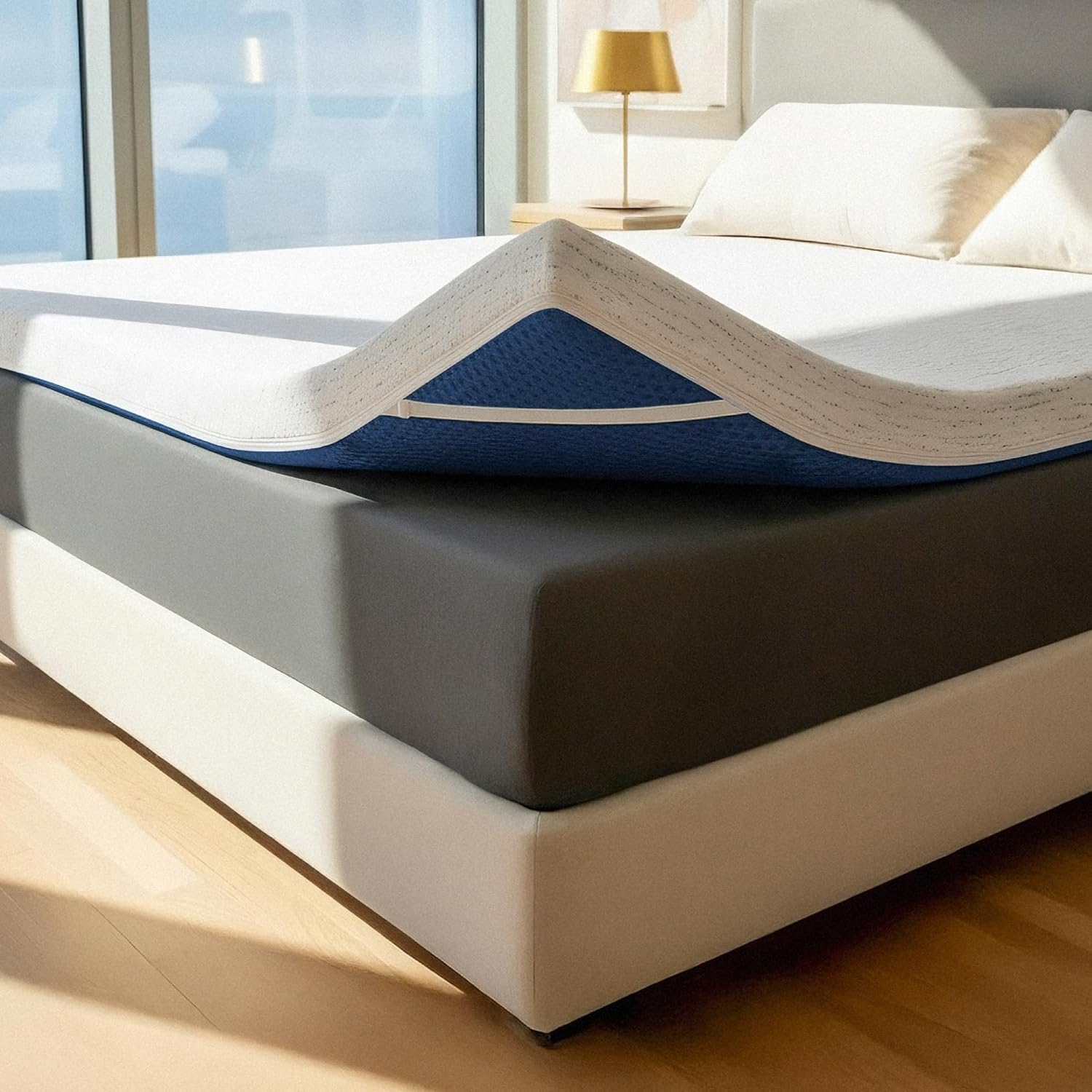 ViscoSoft 3 Inch Memory Foam Mattress Topper Queen - Select High Density Ventilated Mattress Pad - Premium Removable Rayon Cover woonhhop