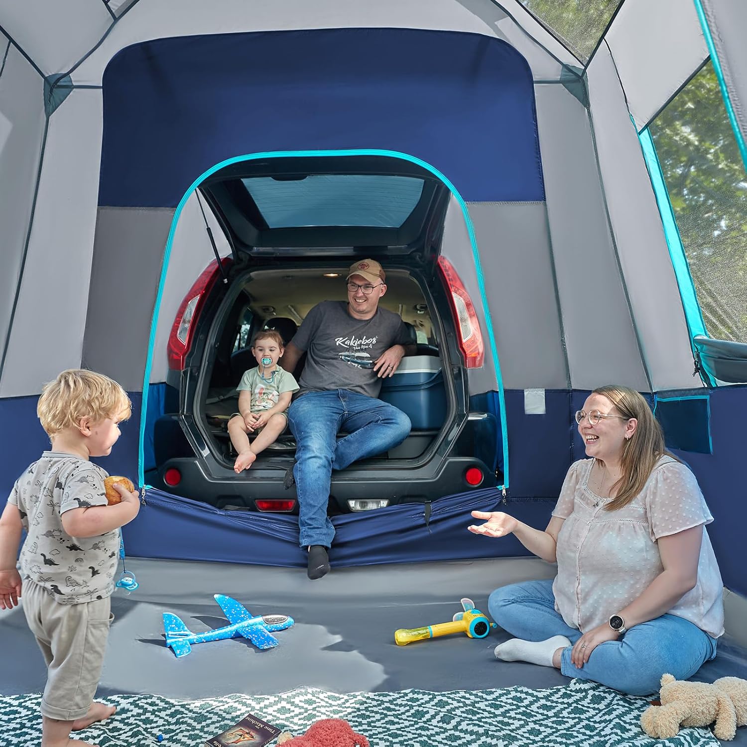 TIMBER RIDGE 5-9 Person SUV Tent with Screen Porch and Awning for Family Camping, Weather Resistant and Portable Van or Car Tent, Includes Rainfly and Storage Bag, 13' W X 10' L X 7.1' H wourant