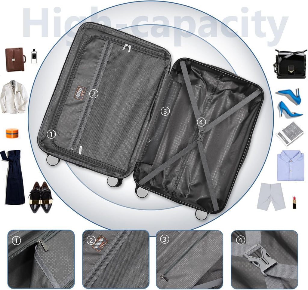 Luggage 6-piece hardshell expandable suitcase lightweight travel carry-on luggage set wourant
