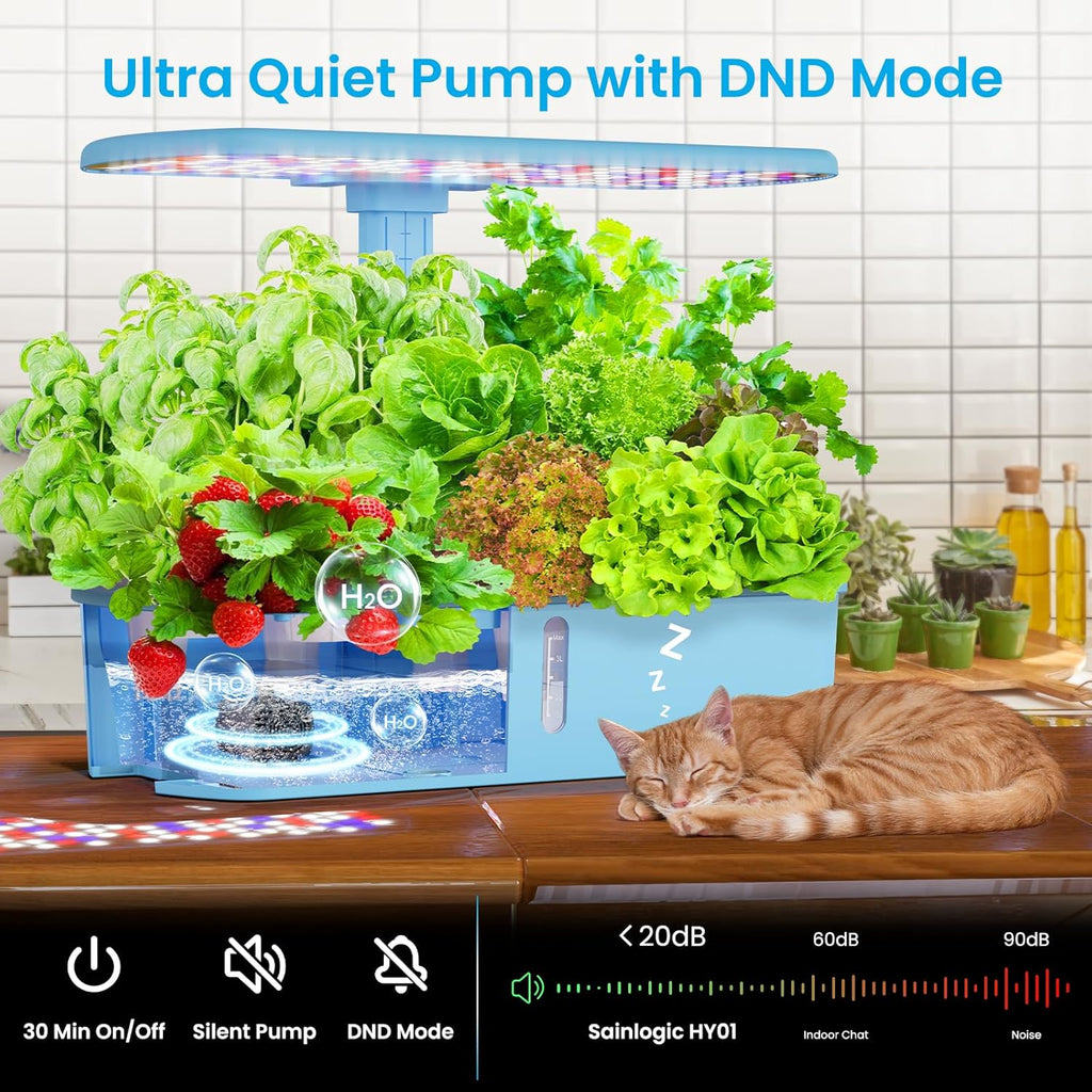 Sainlogic Hydroponics Growing System Kit, 12 Pods Watering Planter, Smart Indoor Garden with APP & WiFi Connected, 5 X Growth with 24W LED, Quiet Pump, for Vegetables, Herbs and Flowers wourant