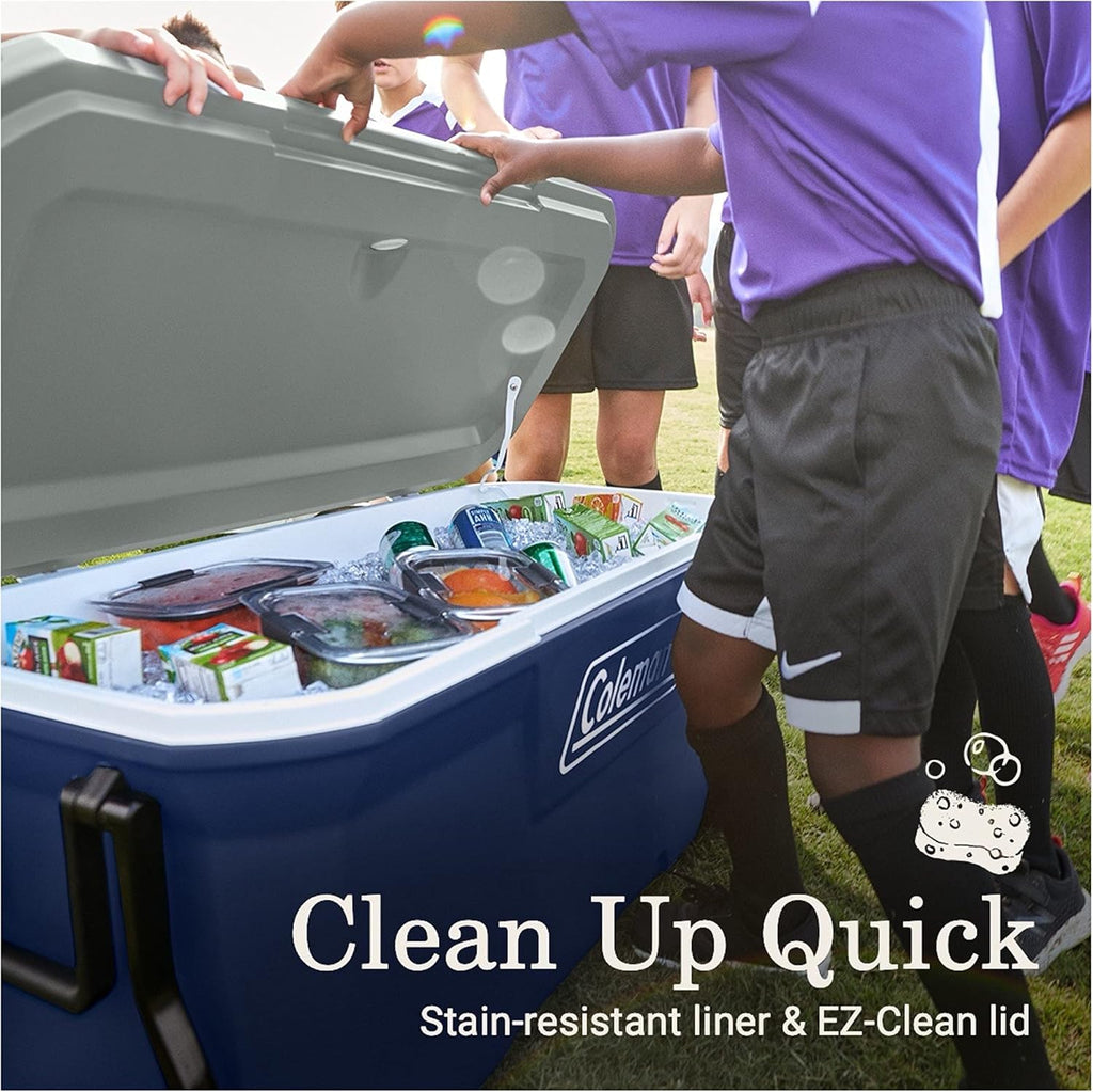 Coleman Insulated Portable Rolling Cooler with Wheels, Leak-Proof Outdoor Hard Cooler, Keeps Ice for Up to 5 Days, 100 Quart wourant