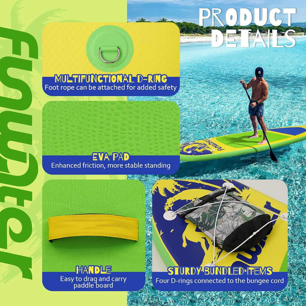 FunWater Inflatable Stand Up Paddle Board with Premium SUP Paddle Accessories, Non-Slip EVA Deck, 11'/10'6' Paddle wourant