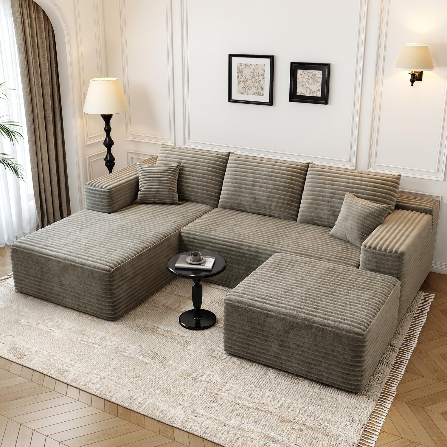 107.5" Cloud Modular Sectional Sofa Couch with L-Shape Chaise,Modern Minimalist Upholstered Couches wourant