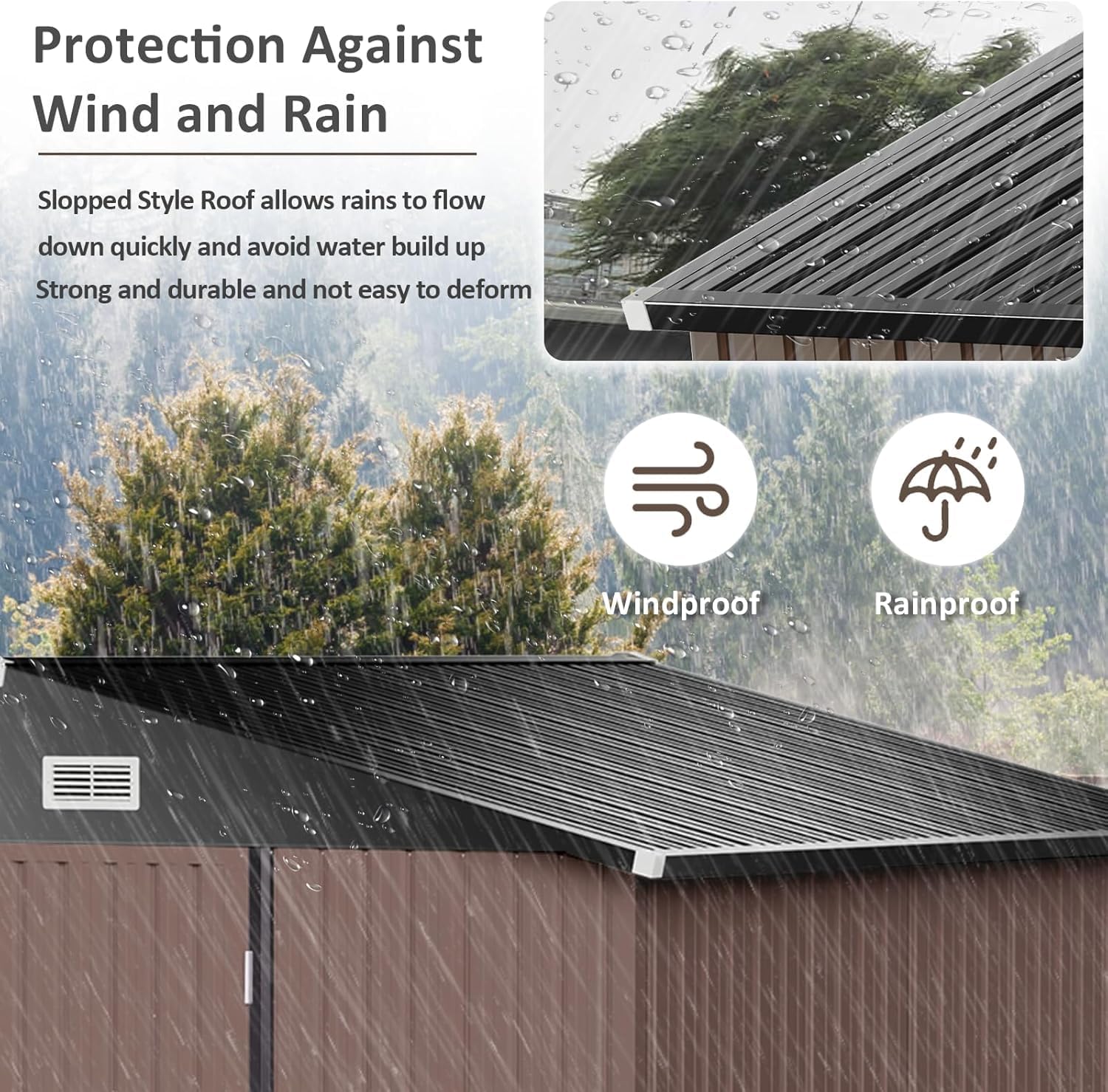 Aoxun 6.2x4 FT Shed Outdoor Storage Shed Metal Garden Shed Slooping Roof Tool Shed Bike Shed wourant