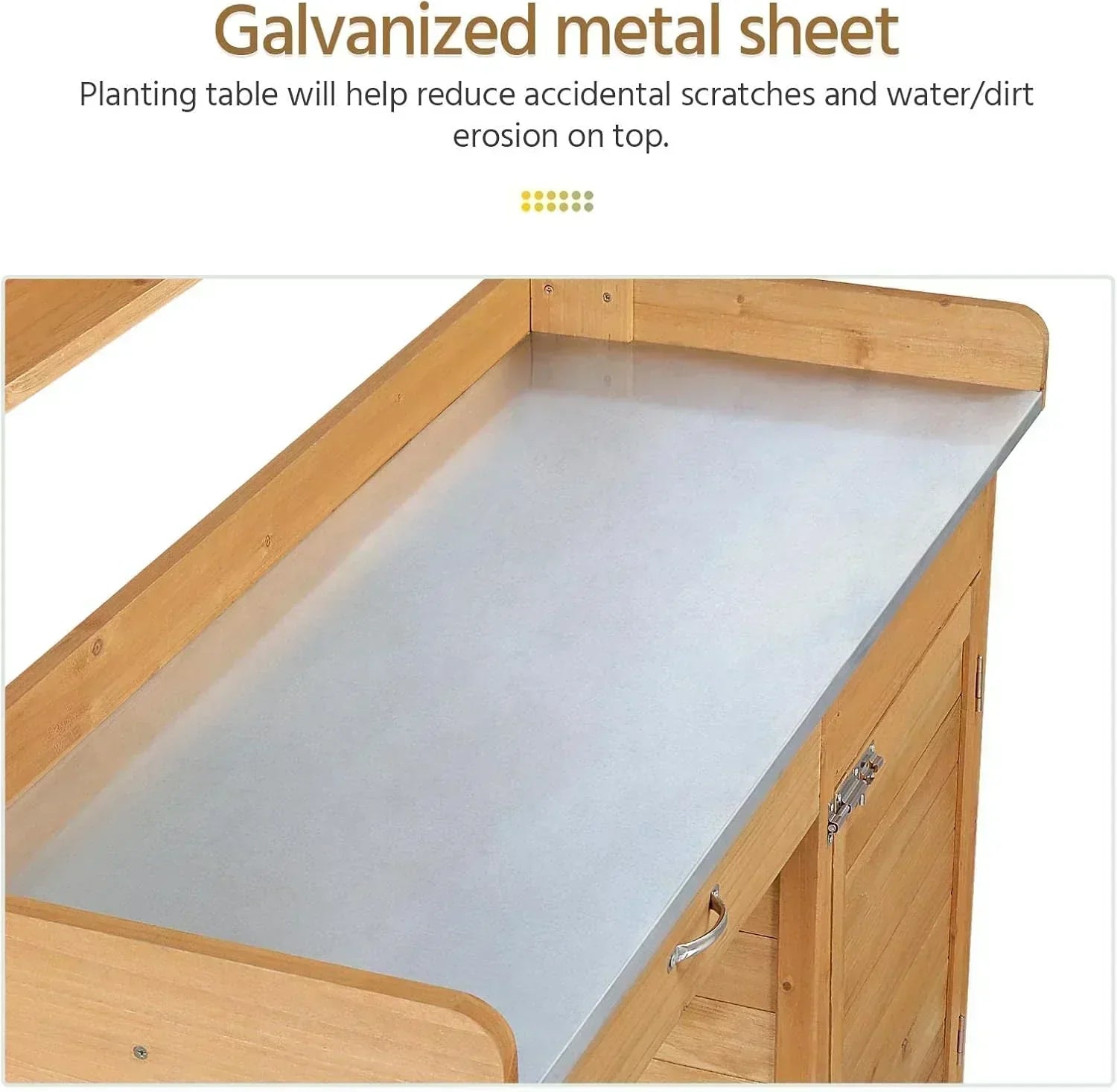 Yaheetech Outdoor Garden Potting Bench Table Work Bench Metal Tabletop Cabinet Drawer wourant