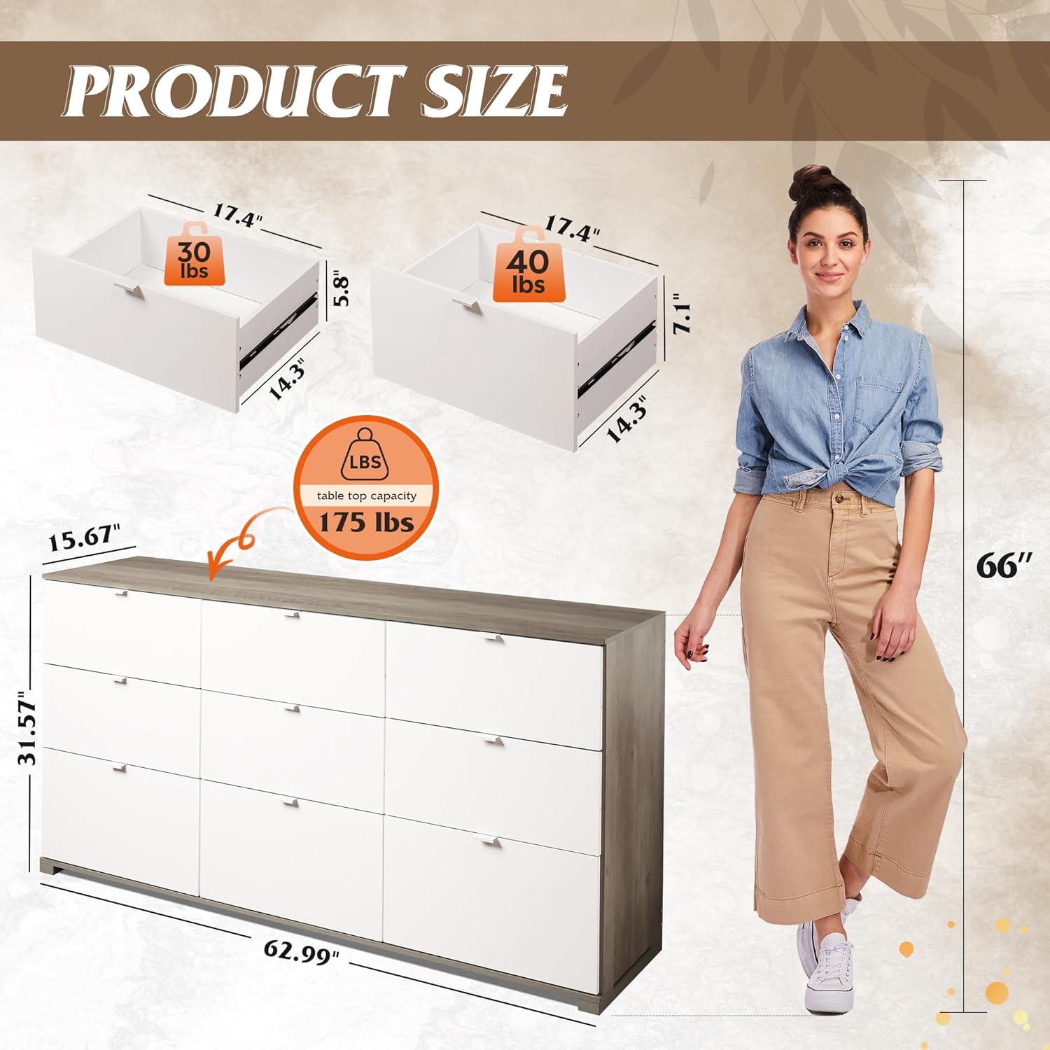 9 Drawer Led Dresser for Bedroom, 58.35'' Wide Wood Dresser Storage Organizer with Power Outlets for 65'' TV, Dressers with Open Shelves wourant
