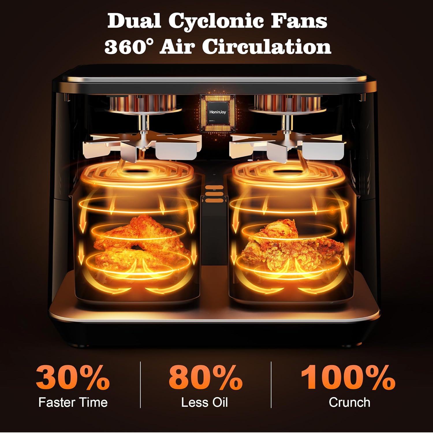 10QT Large Dual Basket Air Fryer with Viewing Window and 50pcs Paper Liners, 10-in-1 Digital Touchscreen Double Zone Air Fryers, SyncCook to Bake,Roast,Reheat,Broil, Nonstick Dishwasher Safe wourant