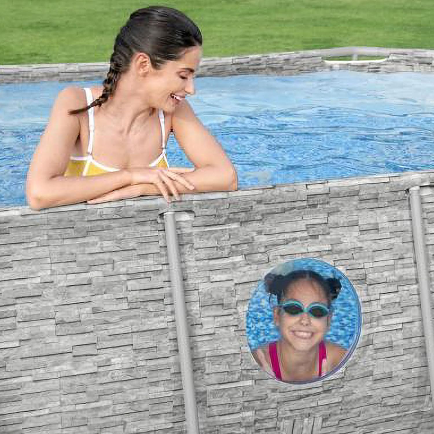 Power Steel Swim Vista Series II 14' x 8' 2" x 39.5" Above Ground Outdoor Swimming Pool Set with 530 GPH Filter Pump, Ladder, and Pool Cover wourant