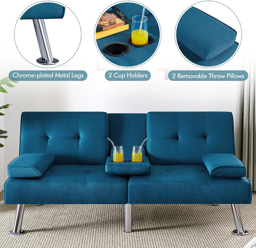 Convertible Sofa Bed Modern Imitation Leather Home Recliner Flip Double Sofa Folding Sofa Bed Guest Bed wourant