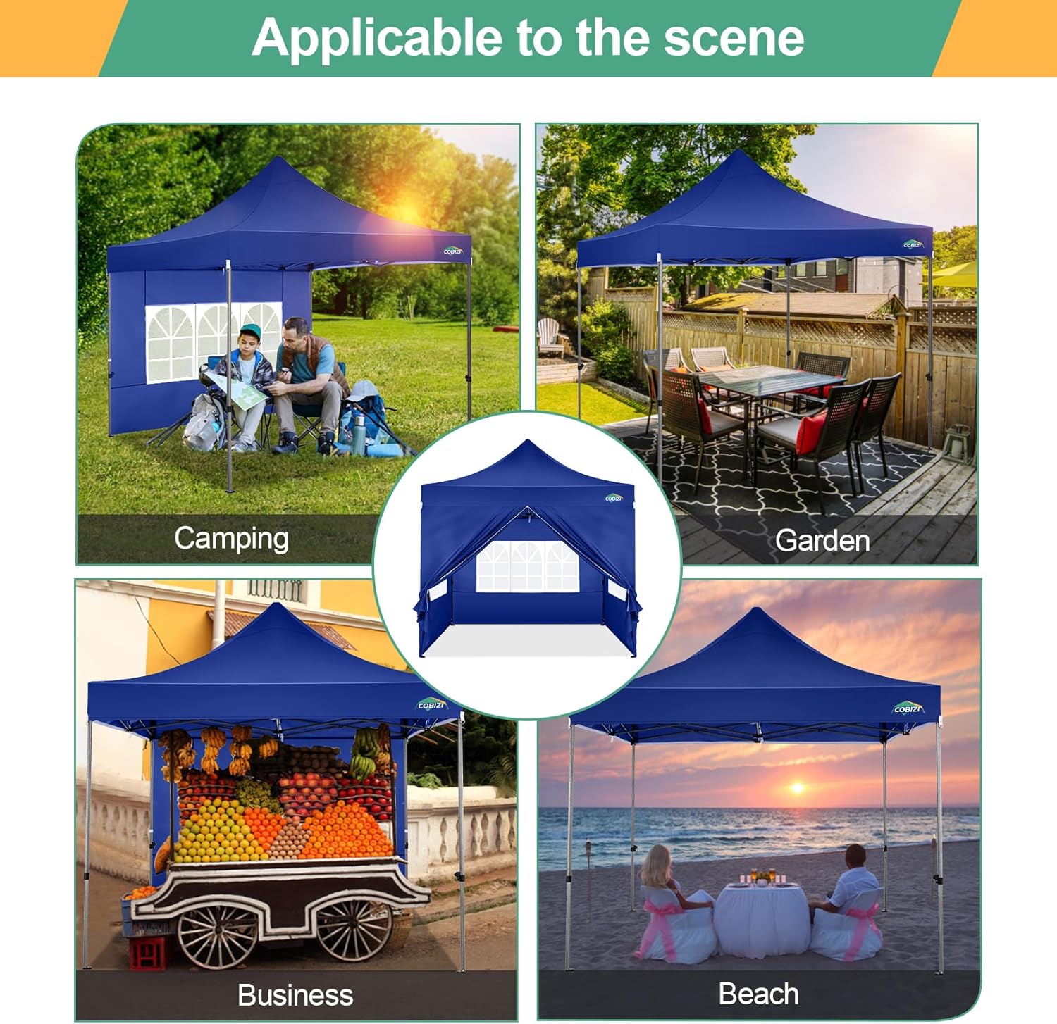 COBIZI 10x20 Heavy Duty Pop up Canopy Tent with 6 sidewalls Easy Up Commercial Outdoor Canopy Wedding Party Tents for Parties All Season Wind & Waterproof Gazebo with Roller Bag,Black(Frame Thickened) wourant