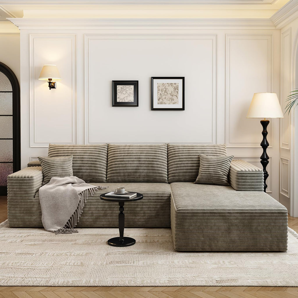 107.5" Cloud Modular Sectional Sofa Couch with L-Shape Chaise,Modern Minimalist Upholstered Couches wourant