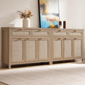 SICOTAS Rattan Sideboard Buffet Cabinet with Storage Boho Credenza Accent Cabinet with 3 Doors wourant