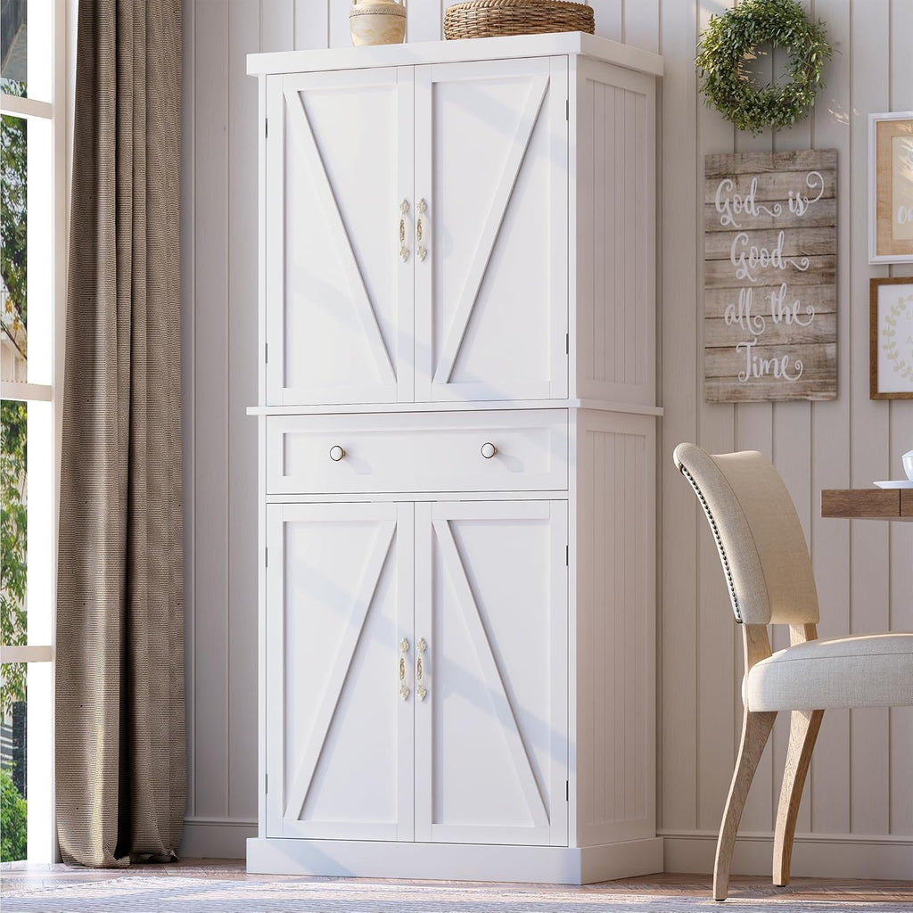 47 Pantry Cabinet, Kitchen Pantry Storage Cabinet with Doors and Adjustable Shelves wourant