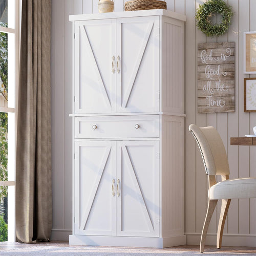 47 Pantry Cabinet, Kitchen Pantry Storage Cabinet with Doors and Adjustable Shelves wourant