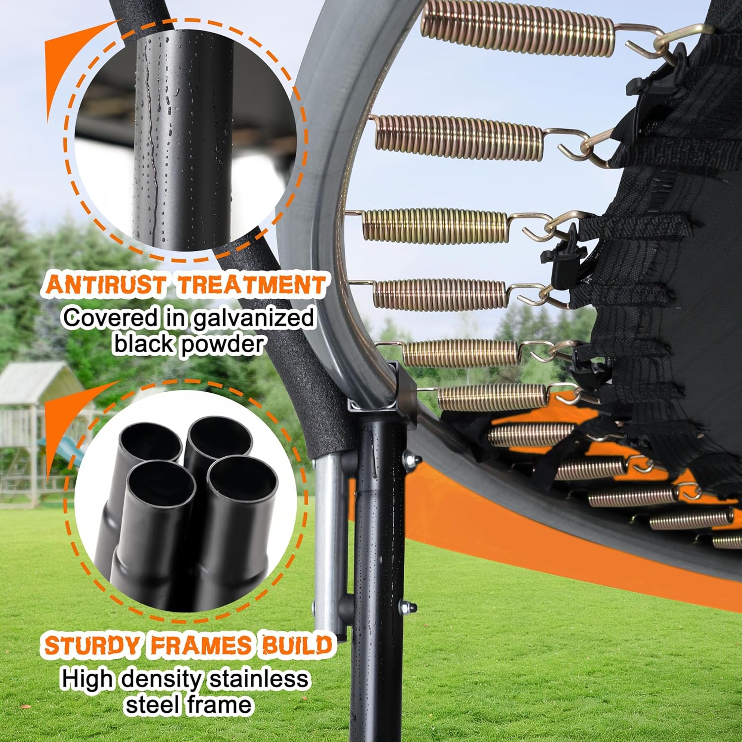 Trampoline 8FT 10FT 12FT 14FT 16FT, Recreational Trampolines with Enclosure Net and Ladder, Outdoor Anti-Rust Trampolines for Kids and Adults, ASTM Approved wourant