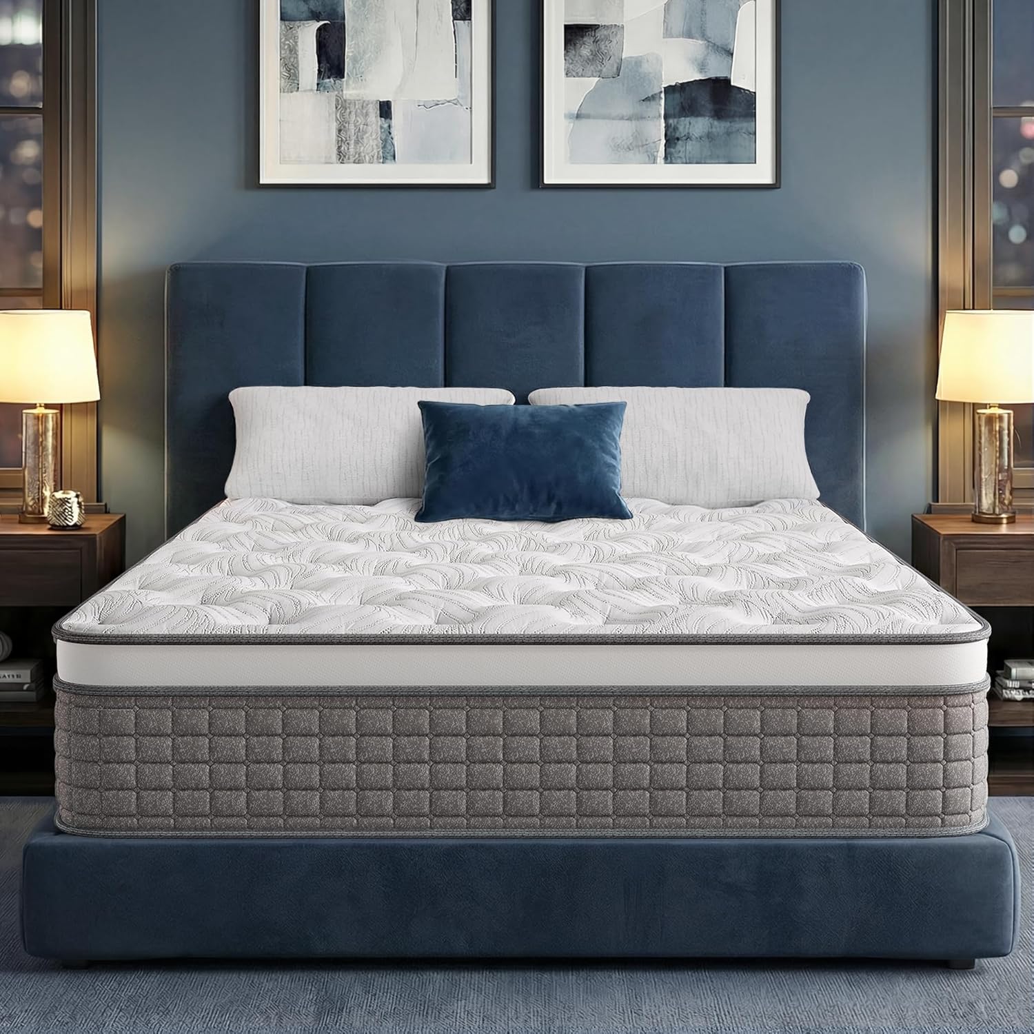 BedsPick King Size Mattress in A Box, 12 Inches Soft Hybrid Mattress with Memory Foam & Individually Wrapped Pocket Springs for Support, CertiPUR-US Certified, Fiberglass-Free, Pressure Relief woonhhop