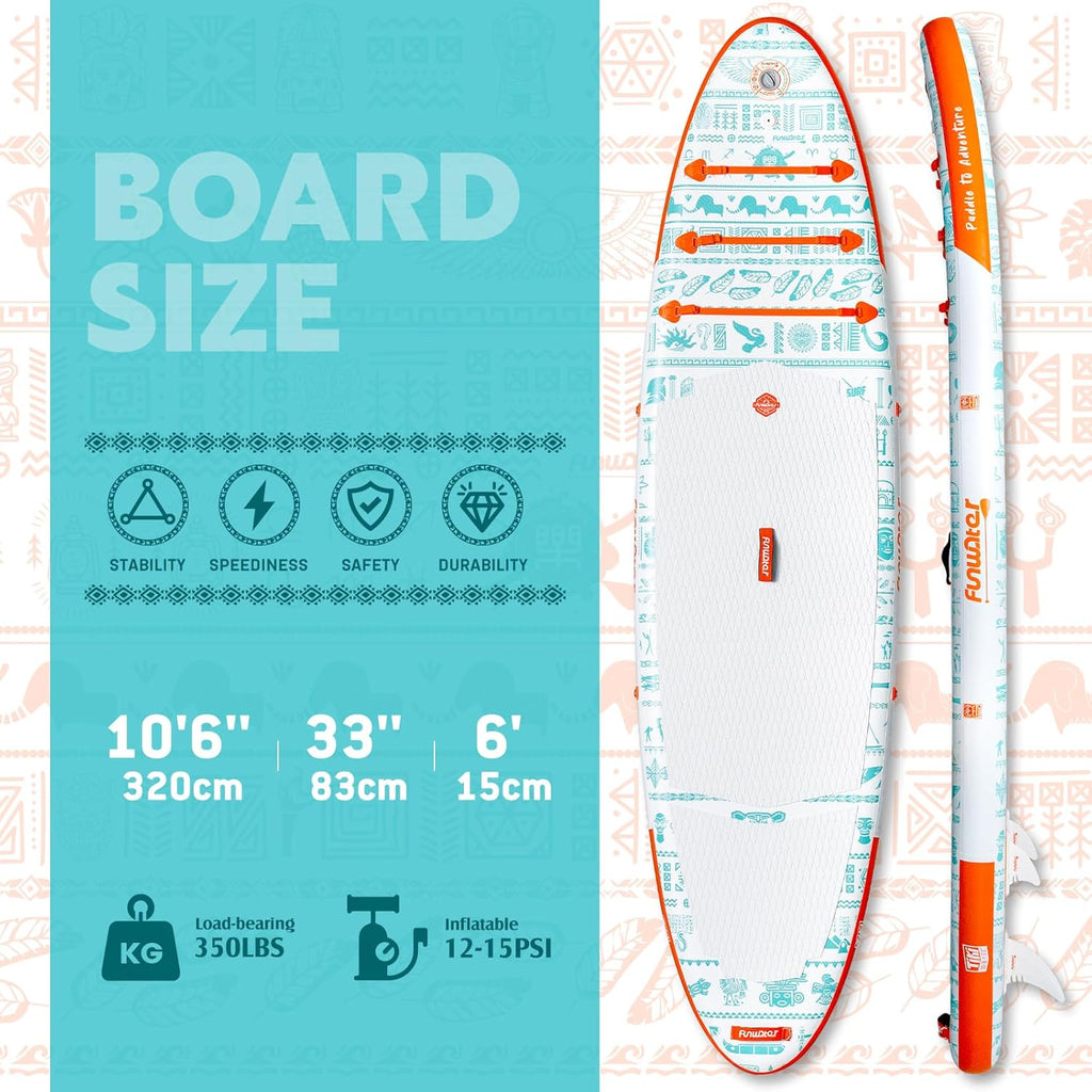 FunWater Inflatable Stand Up Paddle Board with Premium SUP Paddle Accessories, Non-Slip EVA Deck, 11'/10'6' Paddle wourant