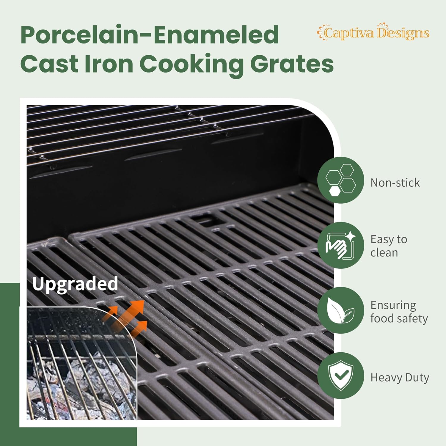 Captiva Designs 4-Burner Propane Gas BBQ Grill with Side Burner & Porcelain-Enameled Cast Iron Grates, 42,000 BTU Output Stainless Steel Grill for Outdoor Cooking Kitchen and Patio Backyard Barbecue wourant