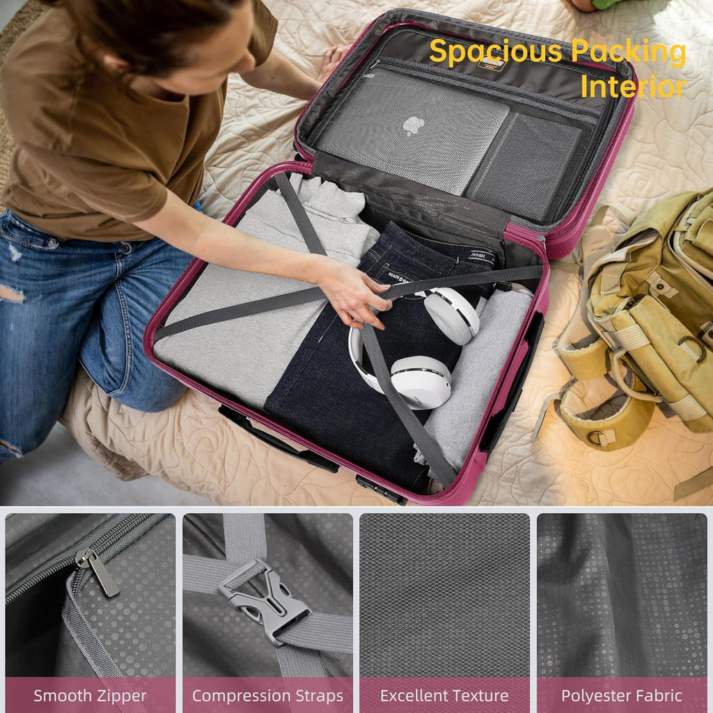 6-piece luggage set, expandable hardshell suitcase set with spinner wheels, lightweight rolling luggage set wourant