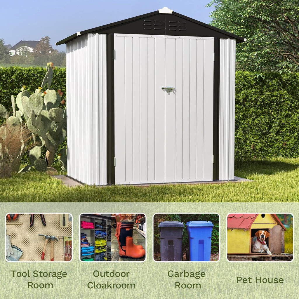 Patiowell 5x3 FT Outdoor Storage Shed Tool Shed with Sloping Roof and Lockable Door Metal Shed wourant