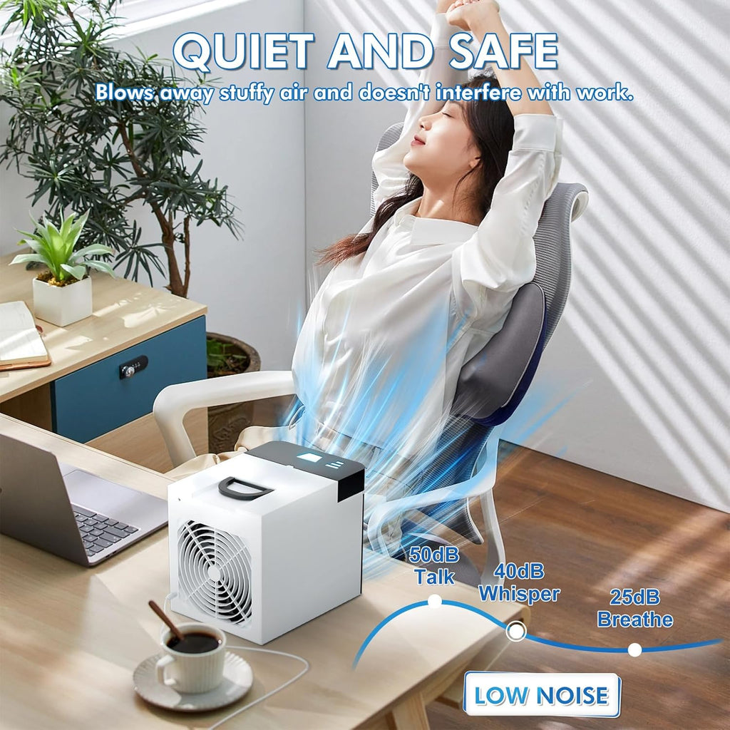 Portable Air Conditioners Fan, Anti-leakage Water Mini Air Cooler with 3 Speeds, Personal Ice Air Conditioner for Room Desk Office Home Tent(White06) wourant