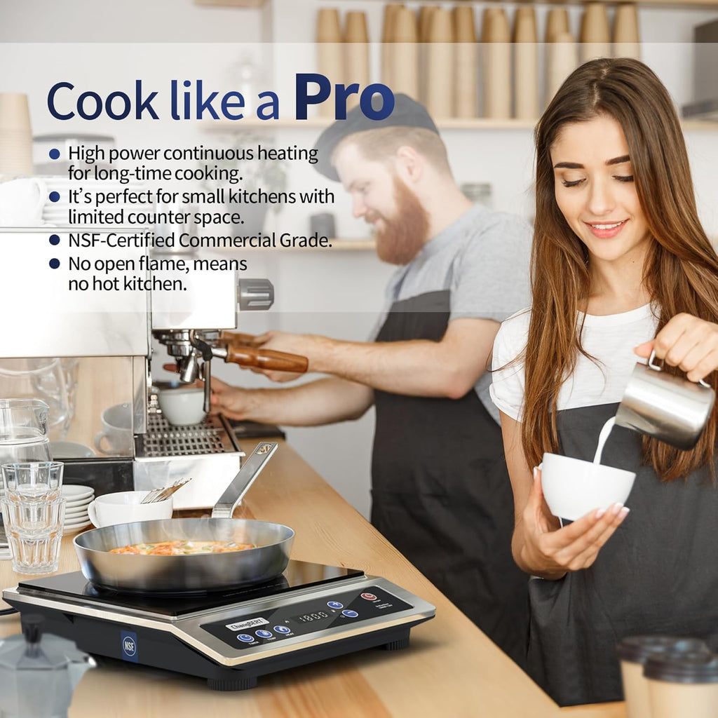 Induction Cooktop Portable Cooker with Large 8-inch Heating Coil Stainless Steel Countertop Burner wourant