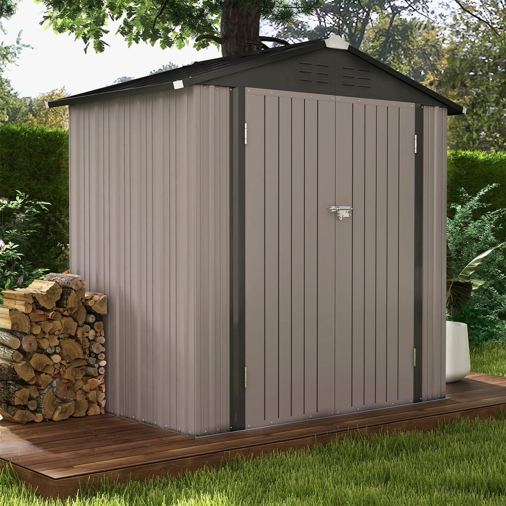Patiowell 5x3 FT Outdoor Storage Shed Tool Shed with Sloping Roof and Lockable Door Metal Shed wourant